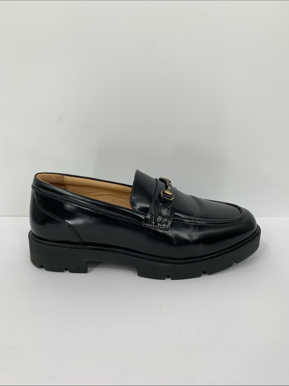ABEO Boulevard Ornament chunky penny loafer shoe black leather bit preppy 8.5